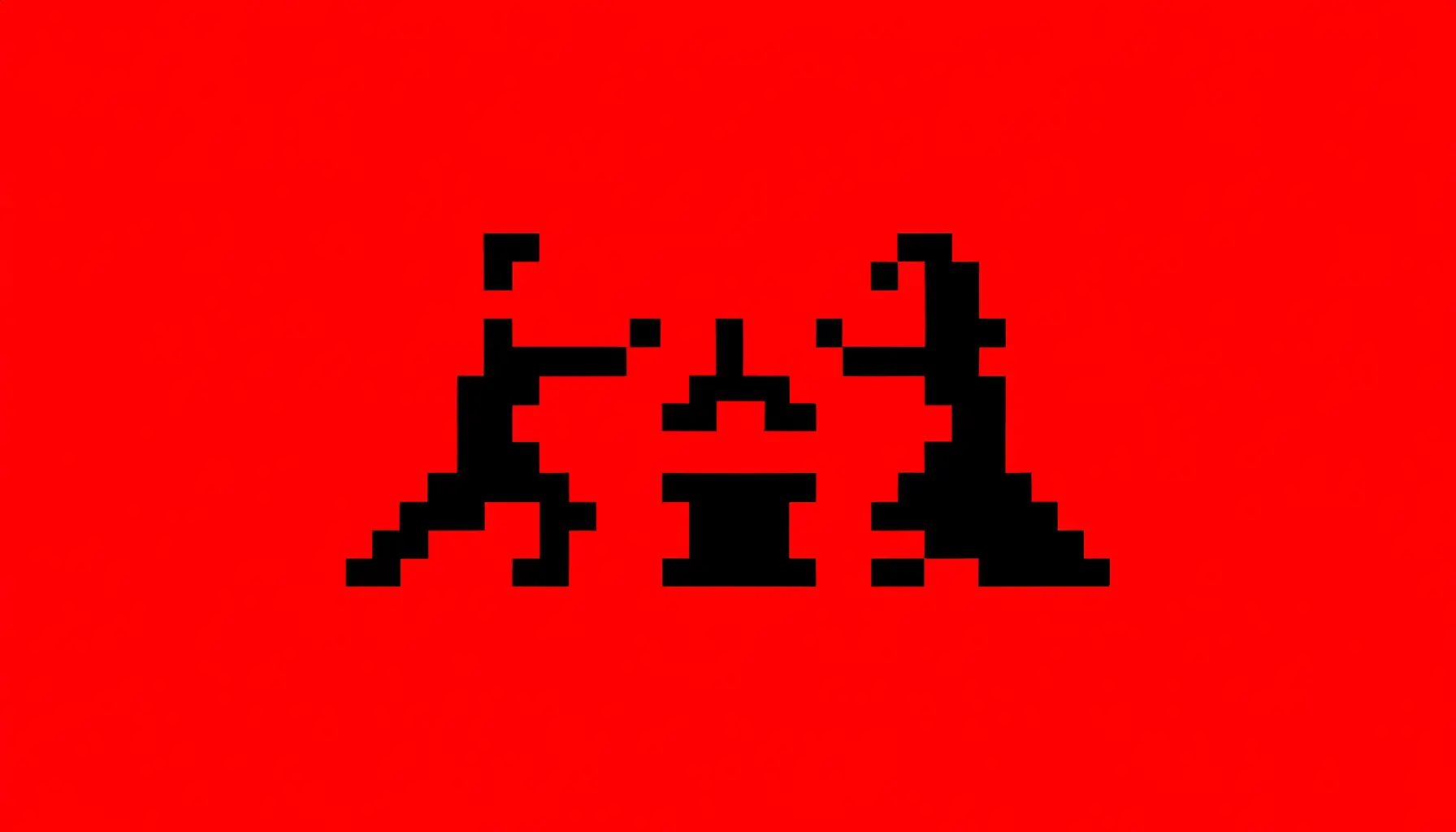 Abstraktes Pixelkunst-Bild Gericht Duellanten vertieft