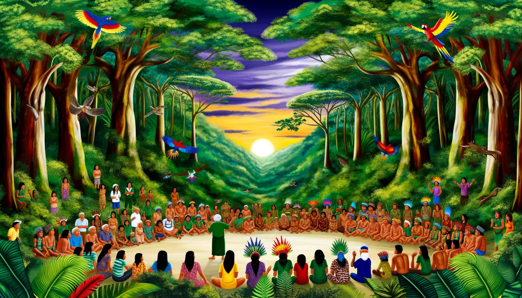 Gemeinschaftsversammlung im Regenwald