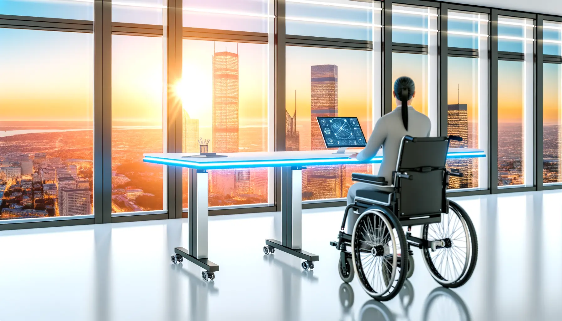 Futuristisches Büro mit Rollstuhl-Technologie