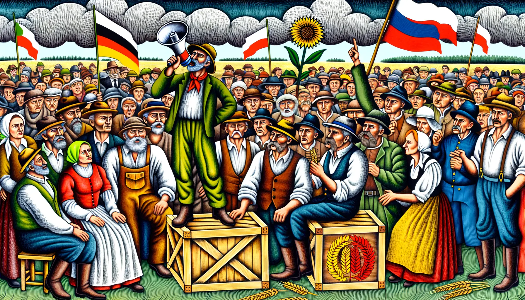 Protestierende Landwirte an der deutsch-polnischen Grenze