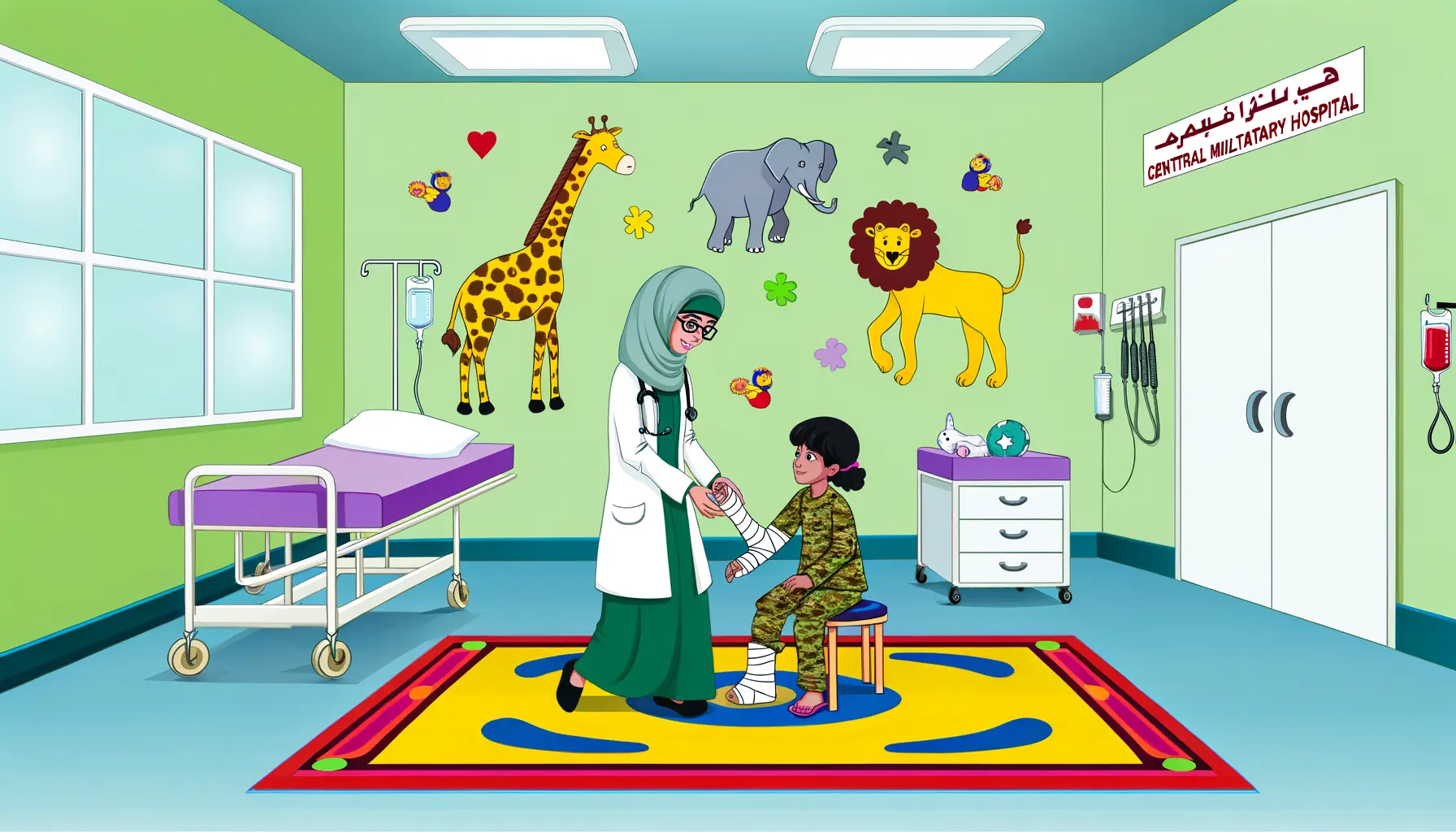 Illustration eines Krankenhauszimmers