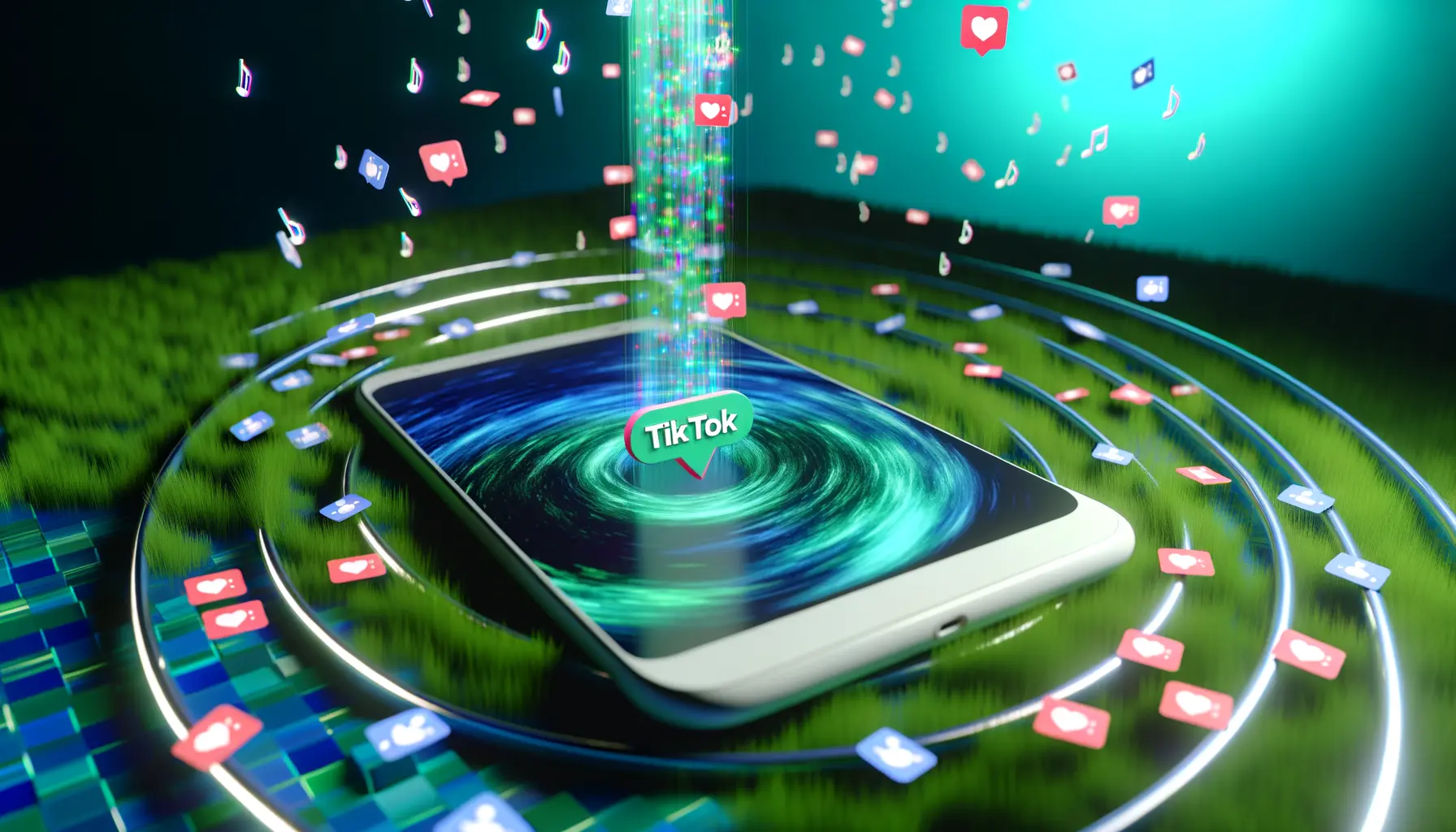 Kreativ visualisierte Smartphone-Anzeige auf TikTok
