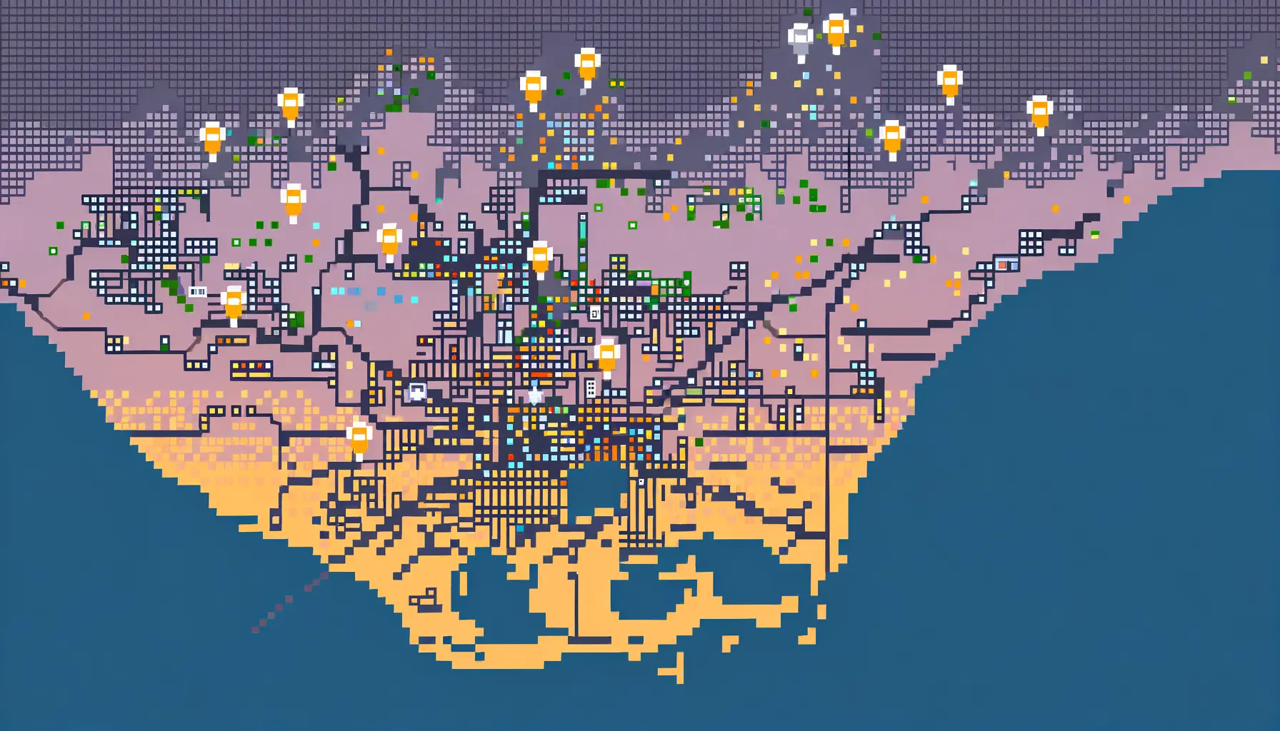 Pixelkarte der detaillierten Infrastruktur