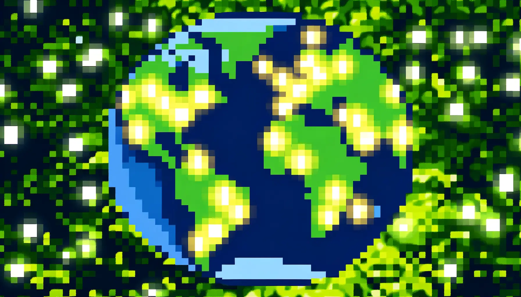 Pixel Art Globus und Solarstrom