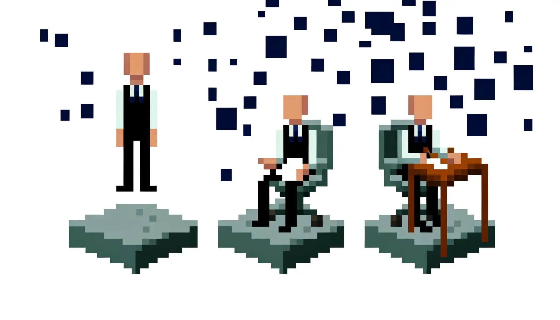 Abstrakte Politiker-Büroszene in Pixelkunst