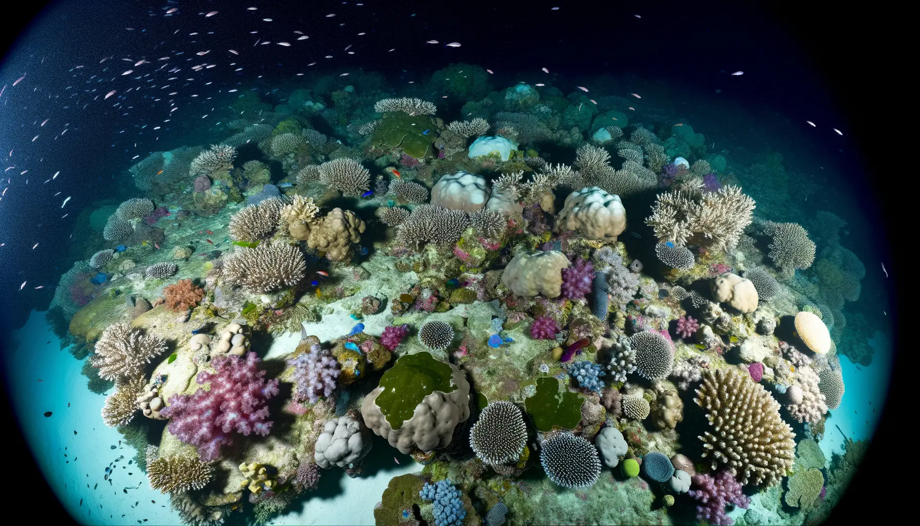 Bild eines Korallenriffs bei Nacht