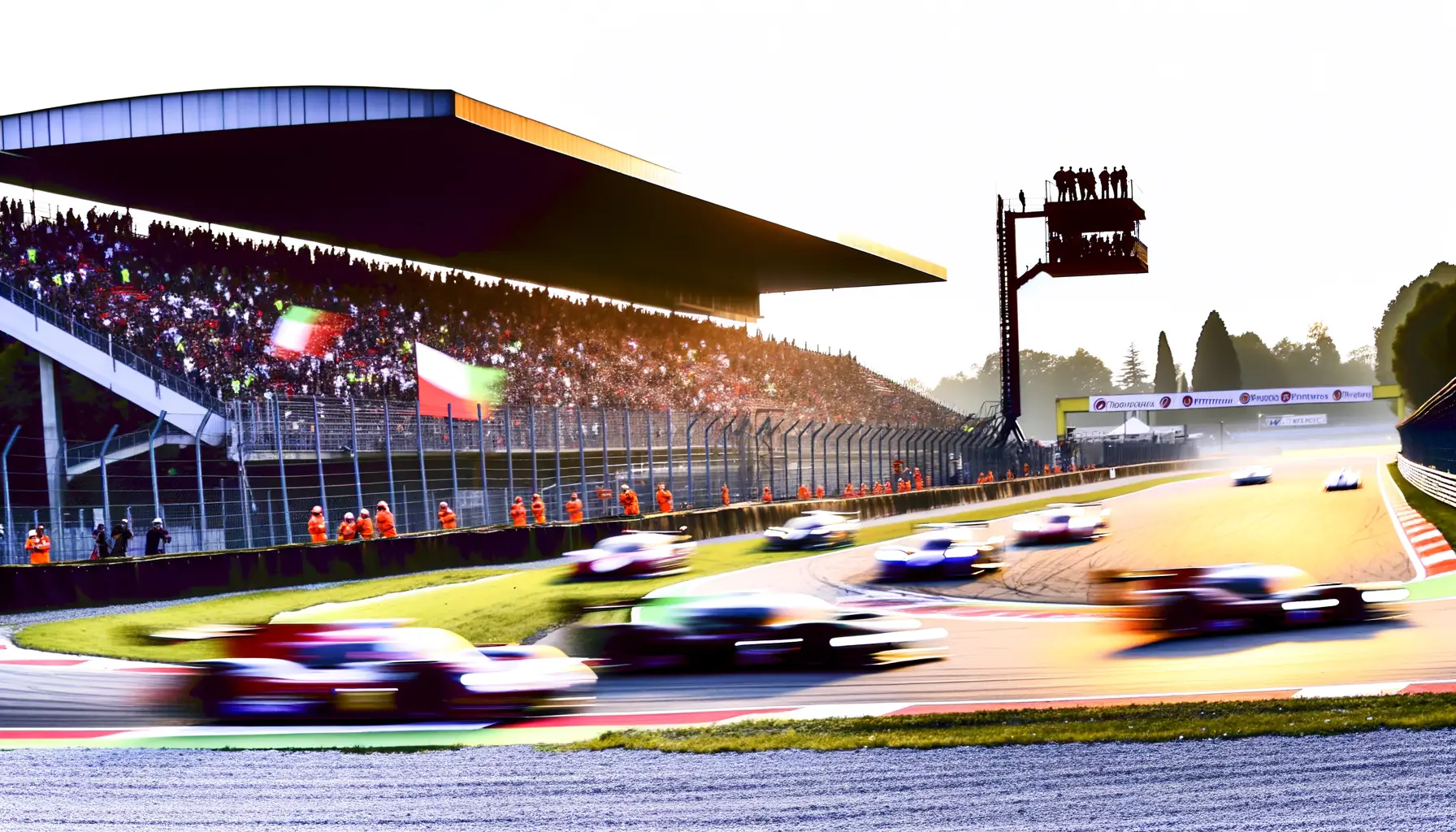 Dynamische Szene auf der Motorsport-Rennstrecke in Monza