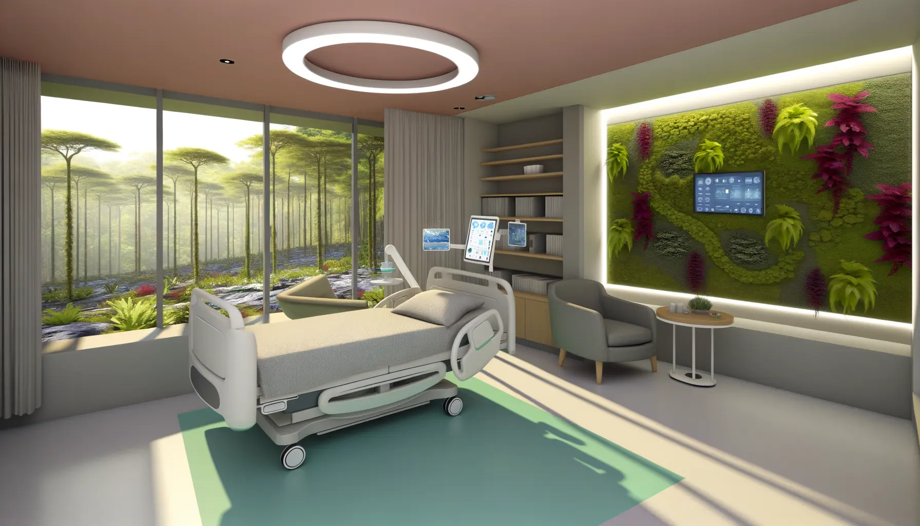 Futuristisches Krankenhaus mit Fokus auf Patientenkomfort