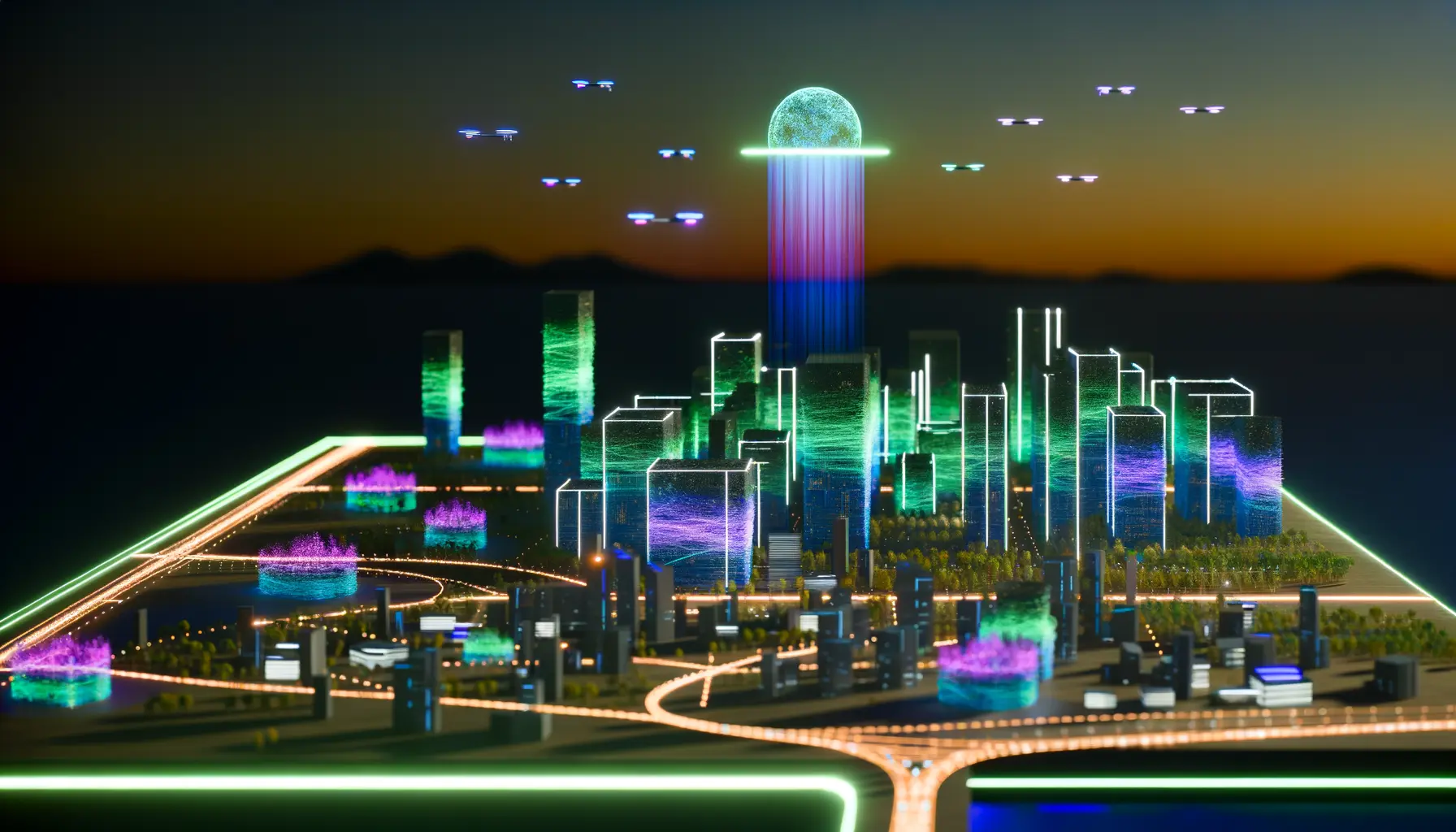 Futuristisches Stadtmodell Digitalisierung