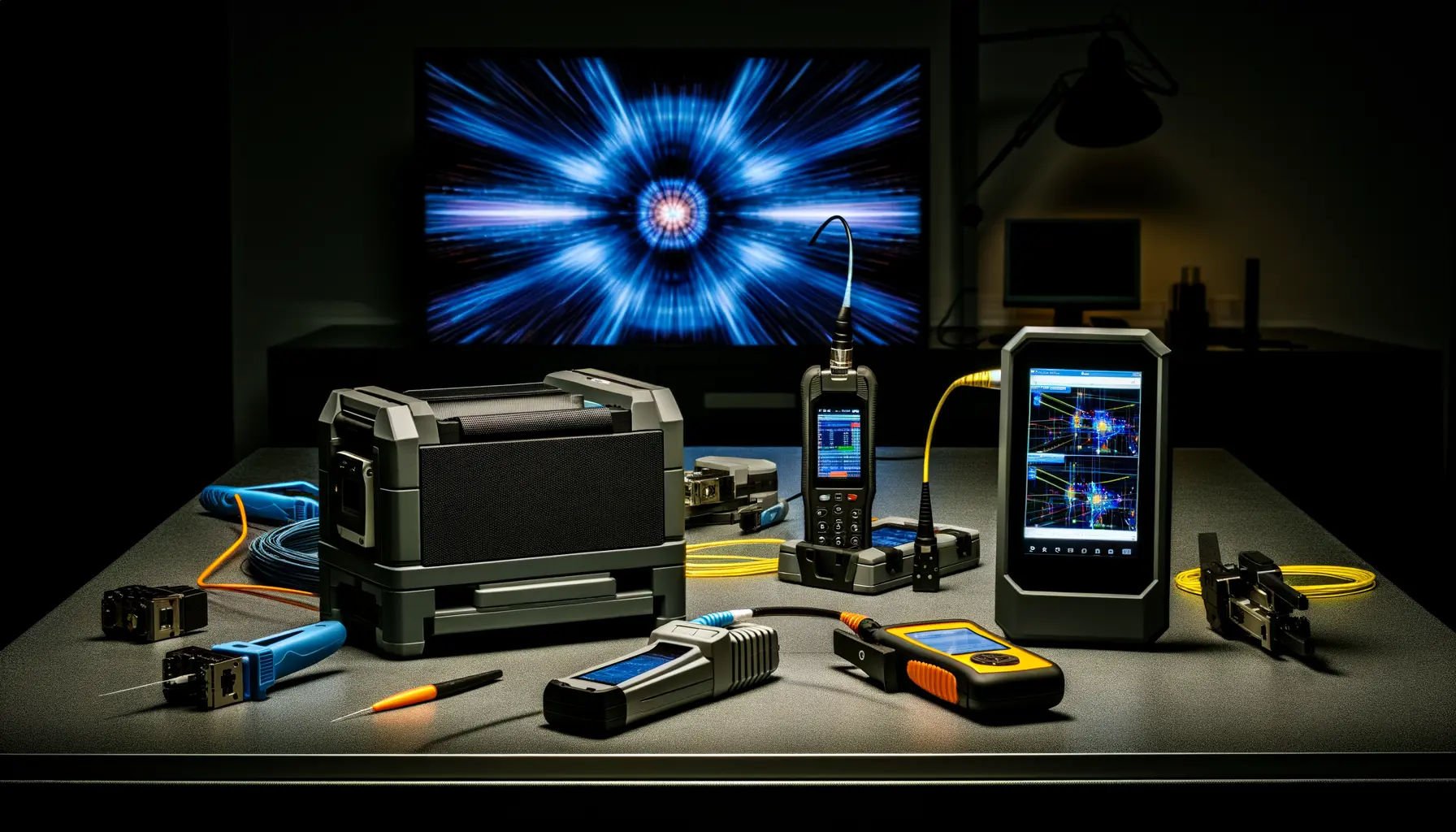 Hochtechnologische Geräte und Werkzeuge für die Installation und Wartung von optischen Netzwerken