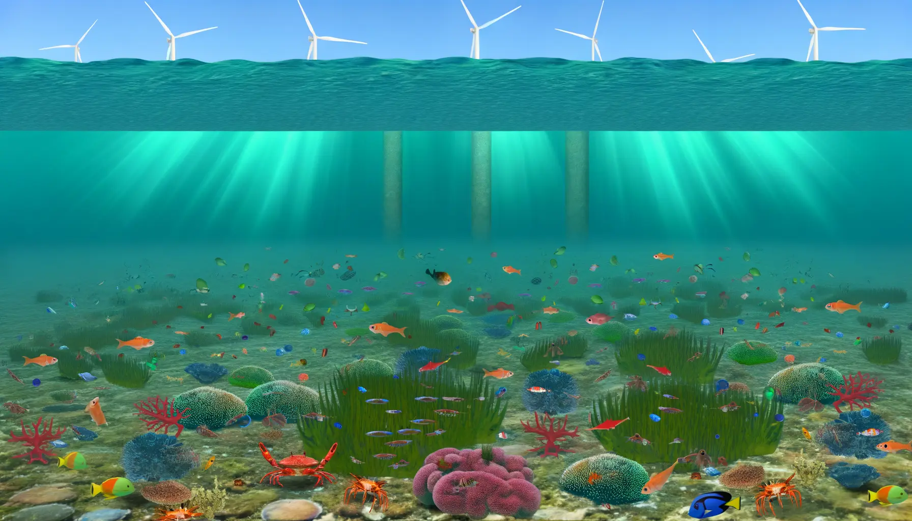 Illustration zur Biodiversität bei Offshore-Windparks