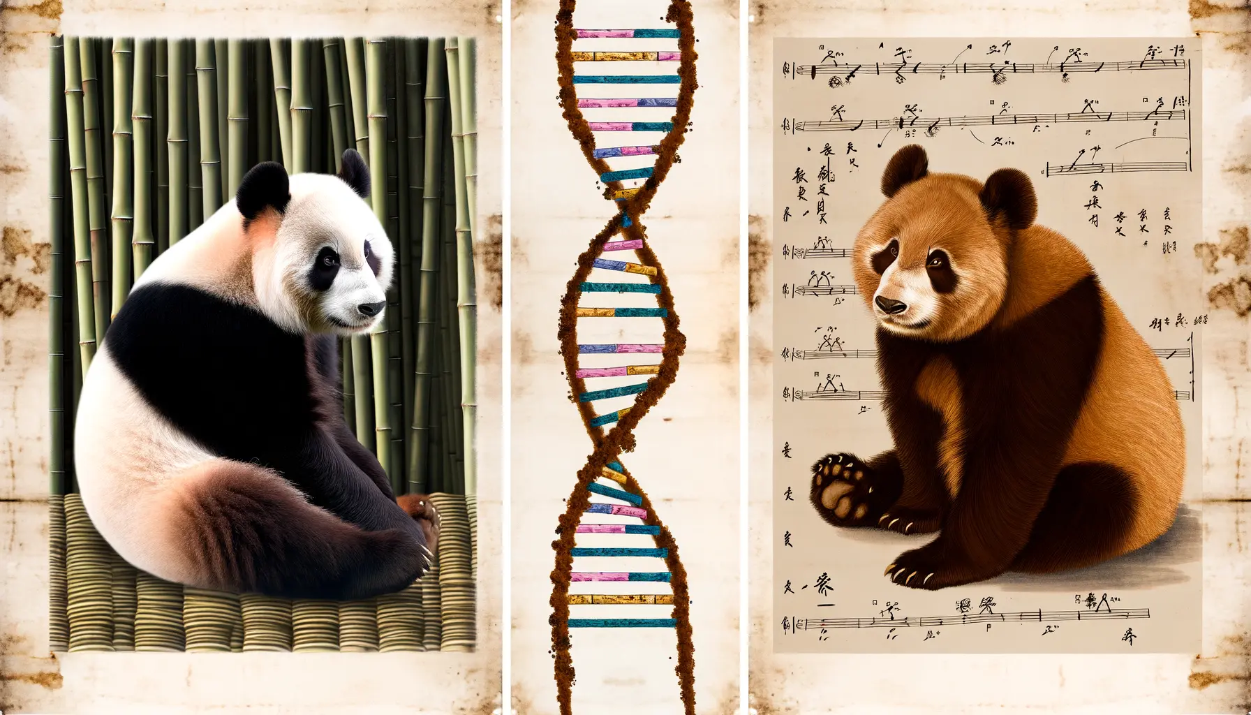 Künstlerische Darstellung der Genetik von Pandas