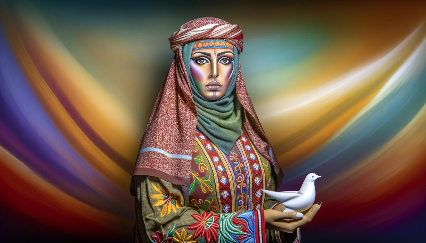 Stilisiertes Portrait einer Huthi-Kämpferin