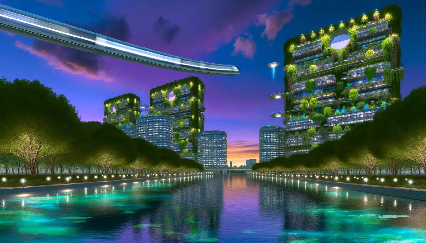Visionäre futuristische Stadtansicht