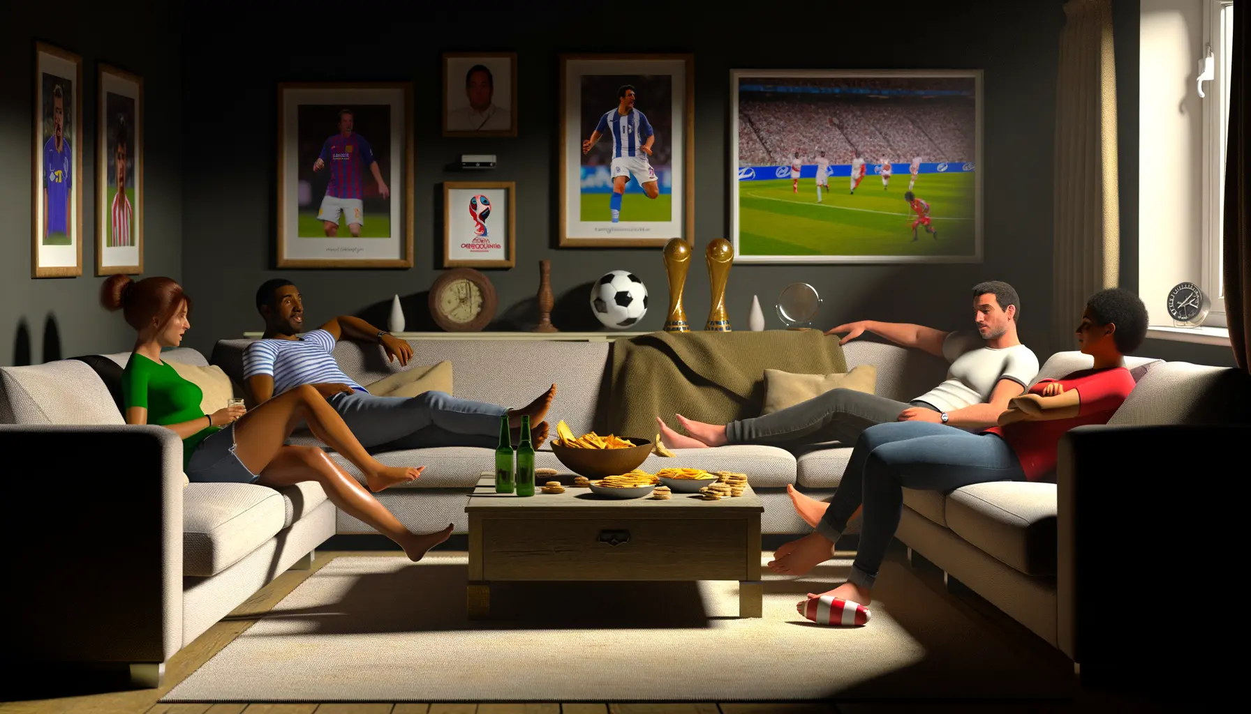 Persönliches Gespräch über Fußball im Wohnzimmer
