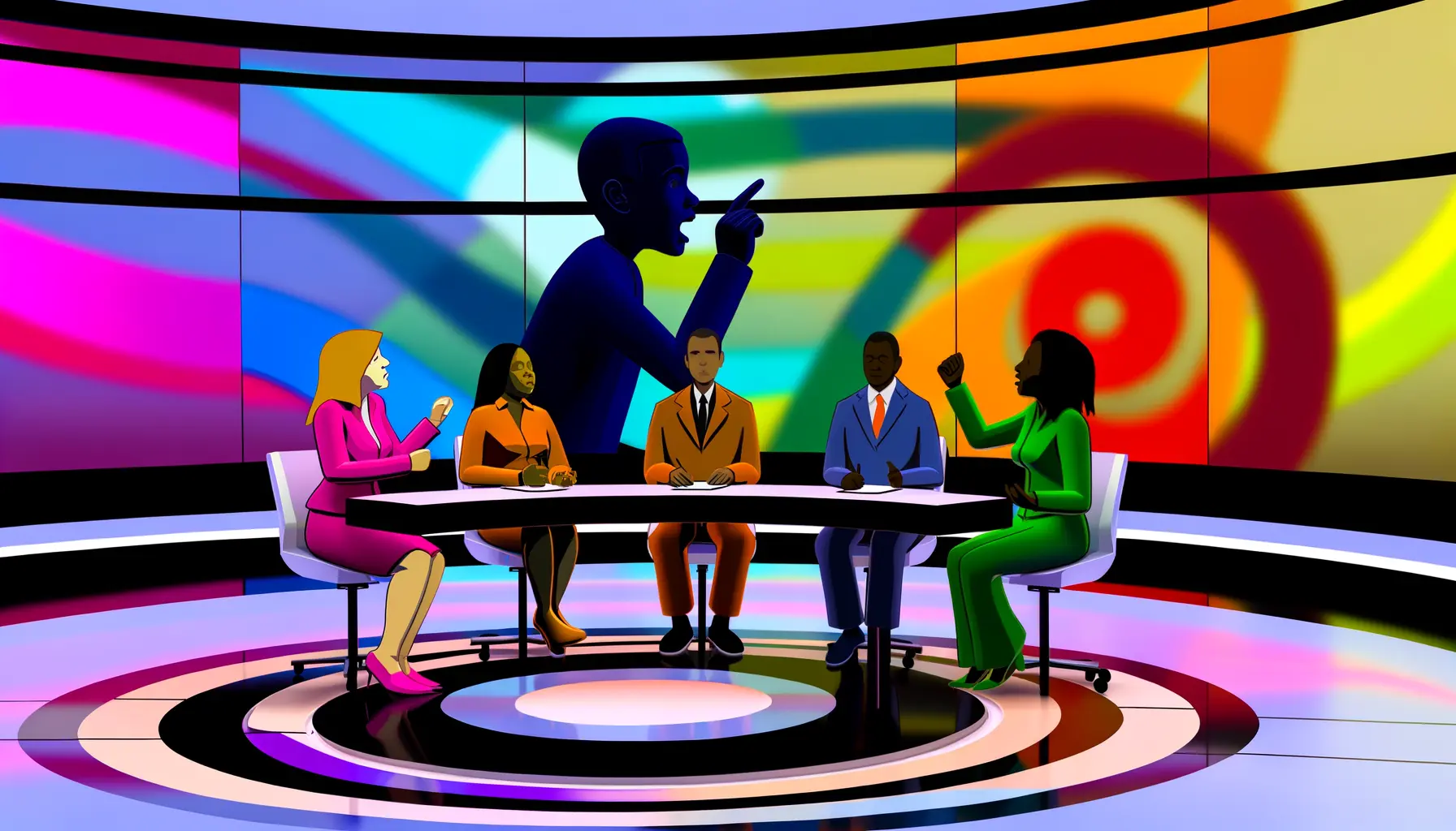 Diskussionsrunde in einem Fernsehstudio