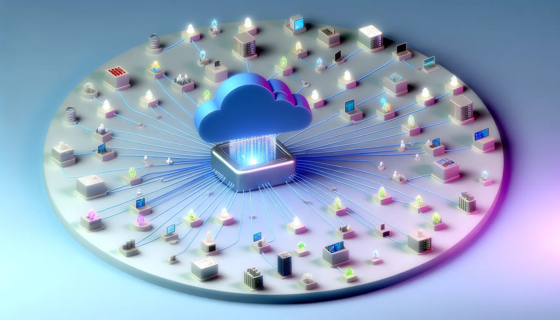 Digitales 3D-Modell einer Cloud-Infrastruktur
