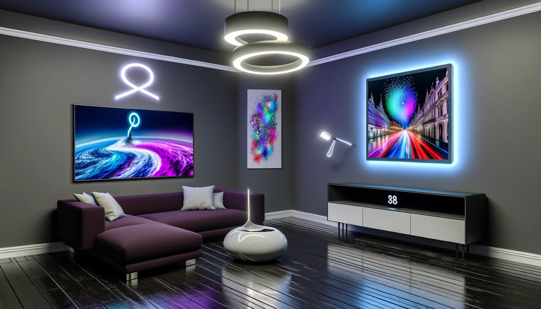 Futuristische digitale Darstellung eines Wohnzimmers