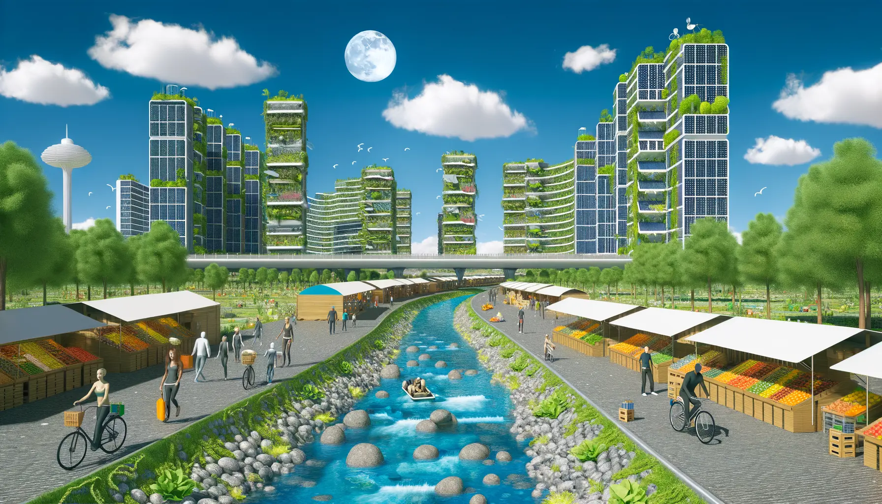 Futuristische Stadt umweltfreundliche Architektur