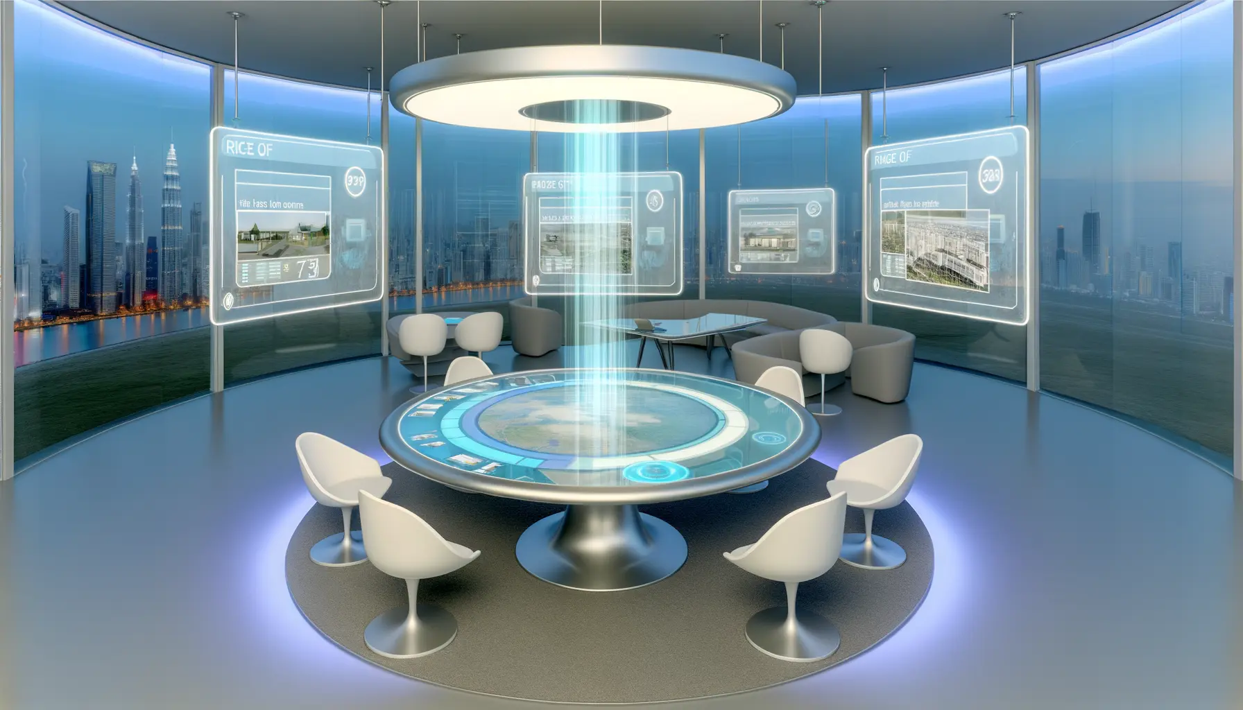 Futuristische Visualisierung eines Maklerbüros