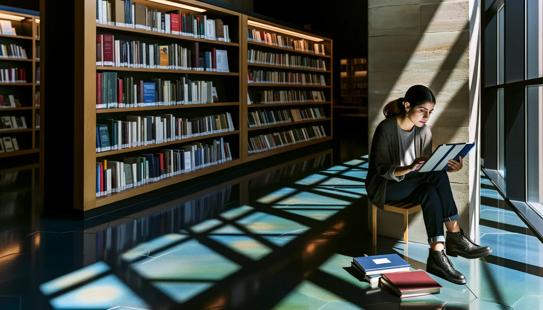 Intime-Szene moderne Bibliothek Investor Recherche Bücher