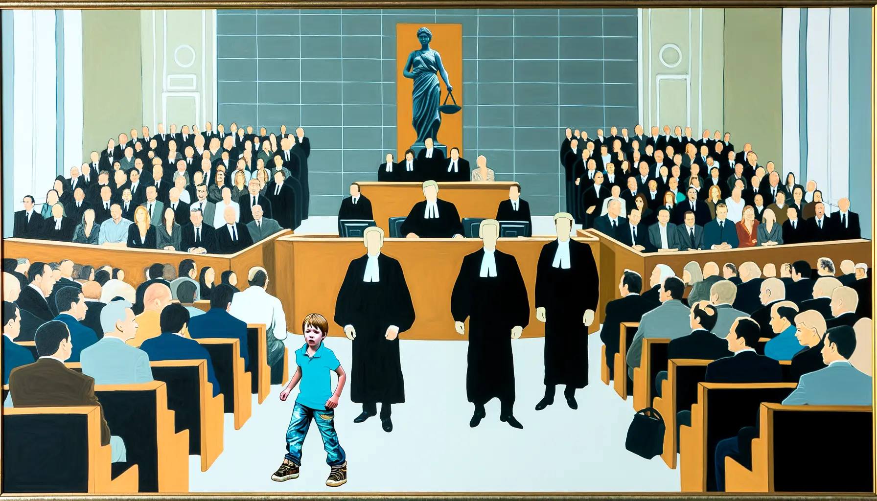 Künstlerische Darstellung eines Gerichtssaals