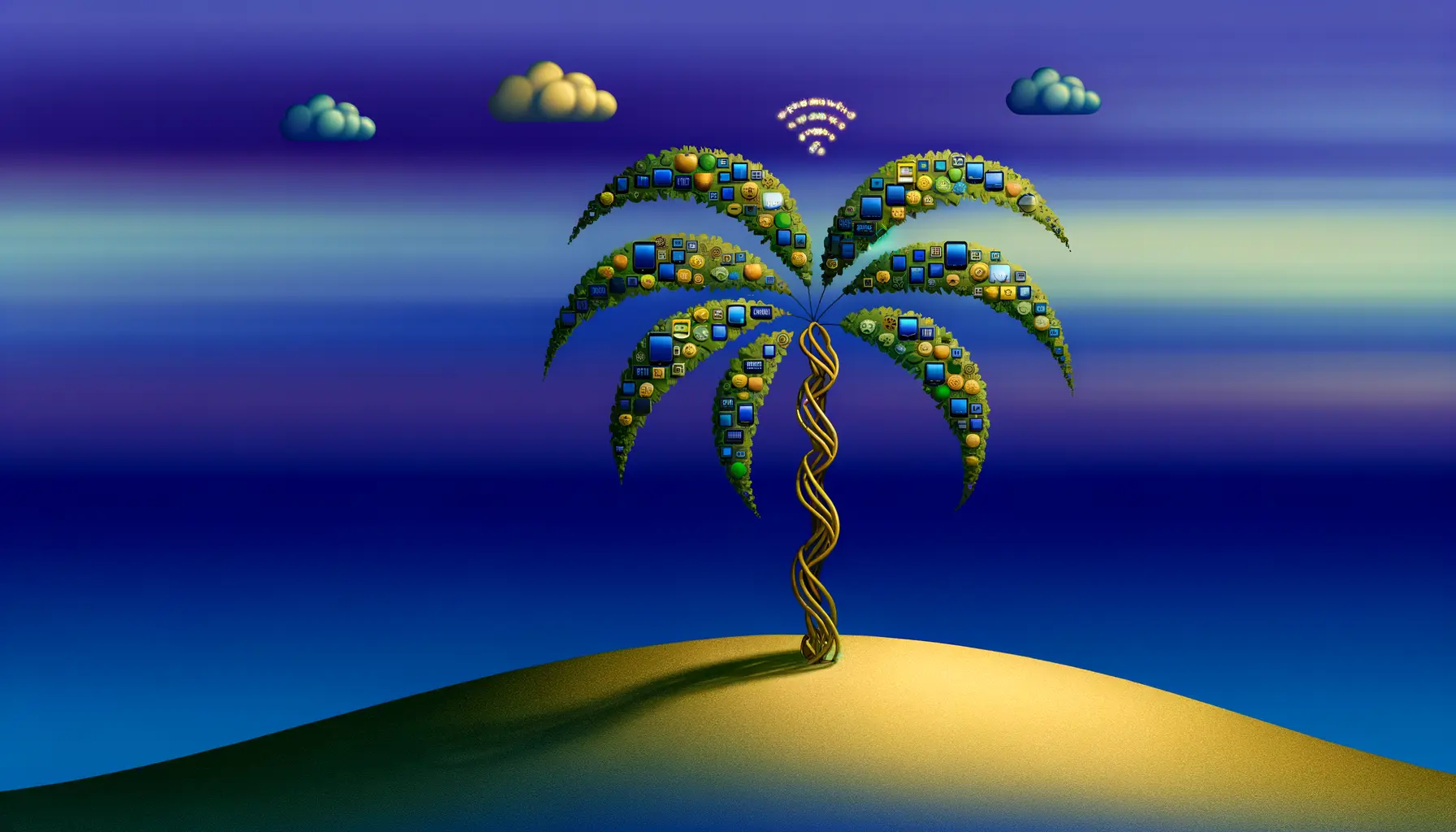 Digitale Kunst einer Palme in der virtuellen Realität