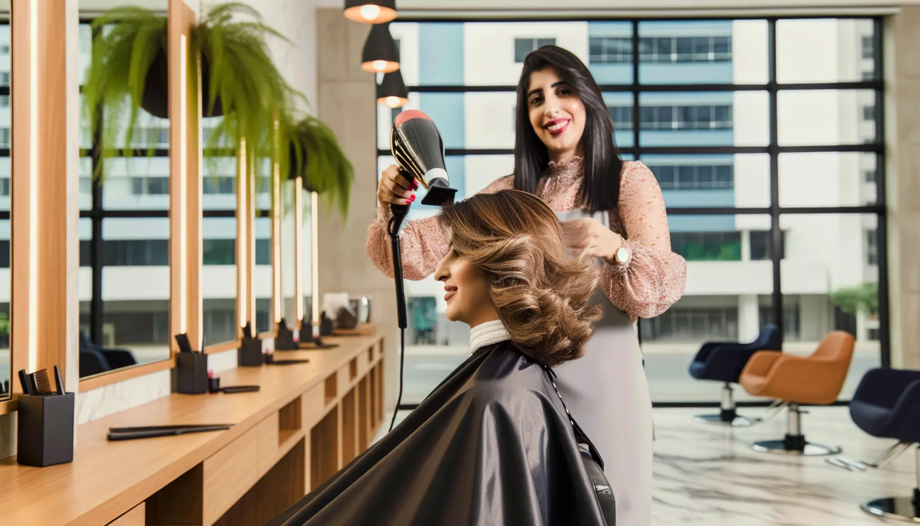 Innovatives Design trifft auf hocheffiziente Haarpflege im modernen Salon.