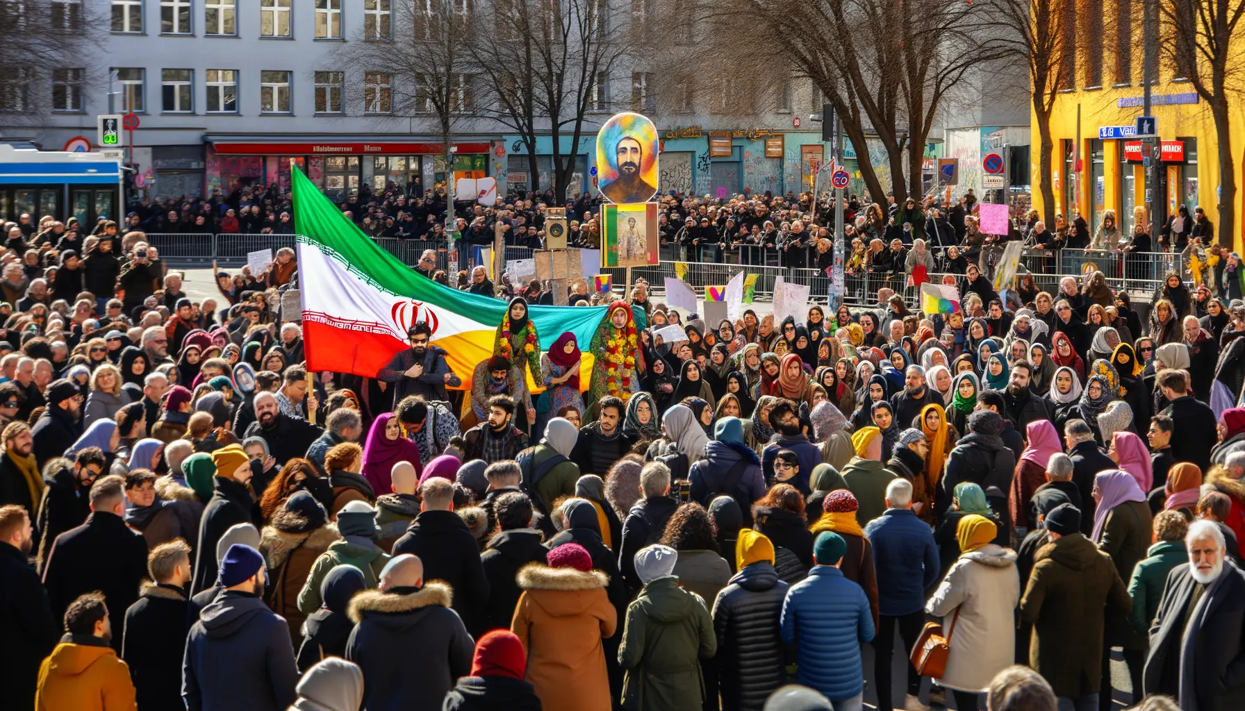 Lebensechte Demonstration Solidarität Berlin