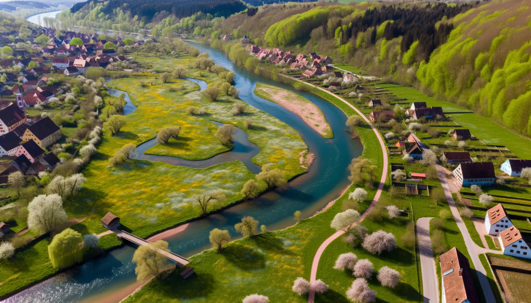 Luftaufnahme Flusslandschaft Europa