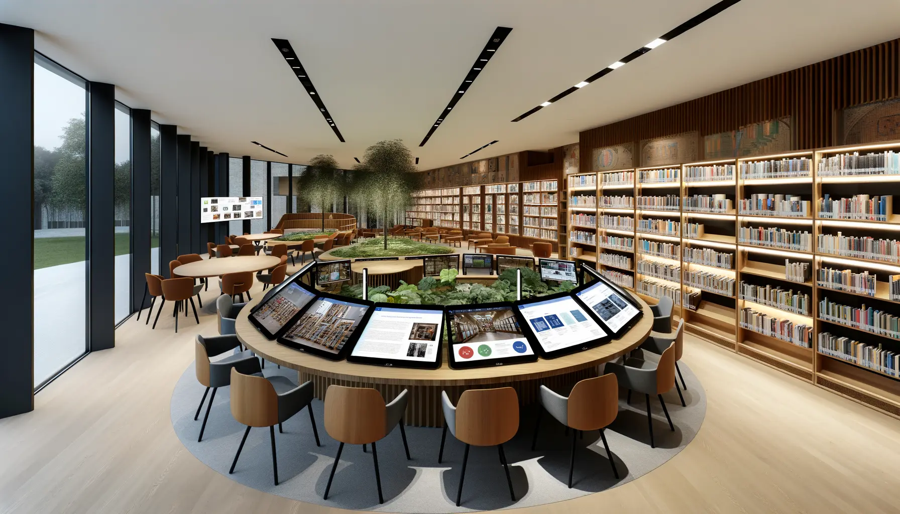 Moderne Bibliothek mit reicher Sammlung