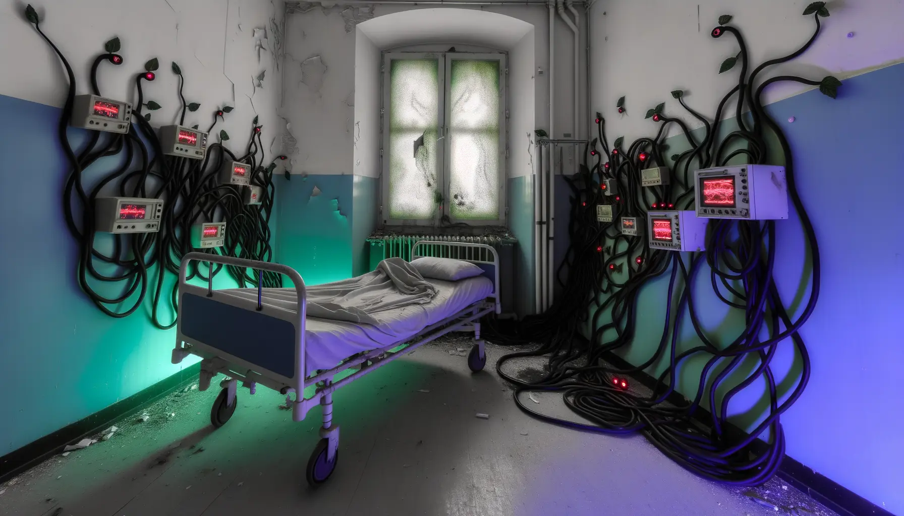 Symbolbild für Cyberangriffe auf ein stillgelegtes Krankenhauszimmer