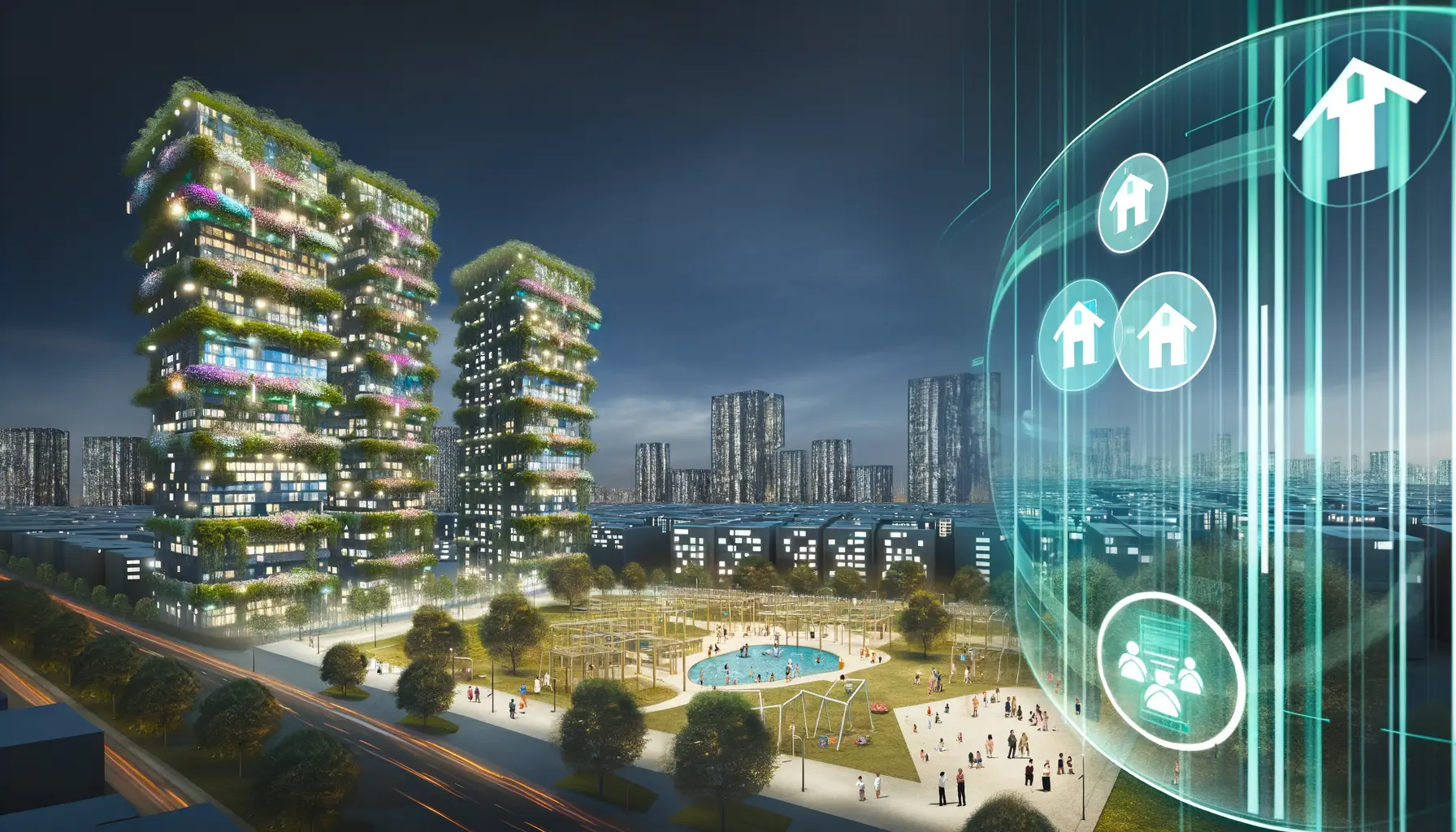 Visionäre urbane Landschaft der Zukunft