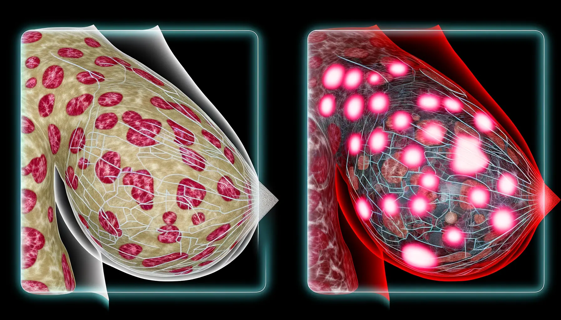Detaillierte Visualisierung unterschiedlicher Brustgewebetypen